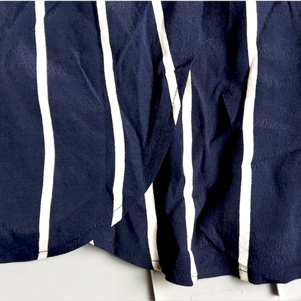 LOFT Petites Navy & White Vertical Stripe Wrap Skirt – Size 00P - Picture 3 of 5